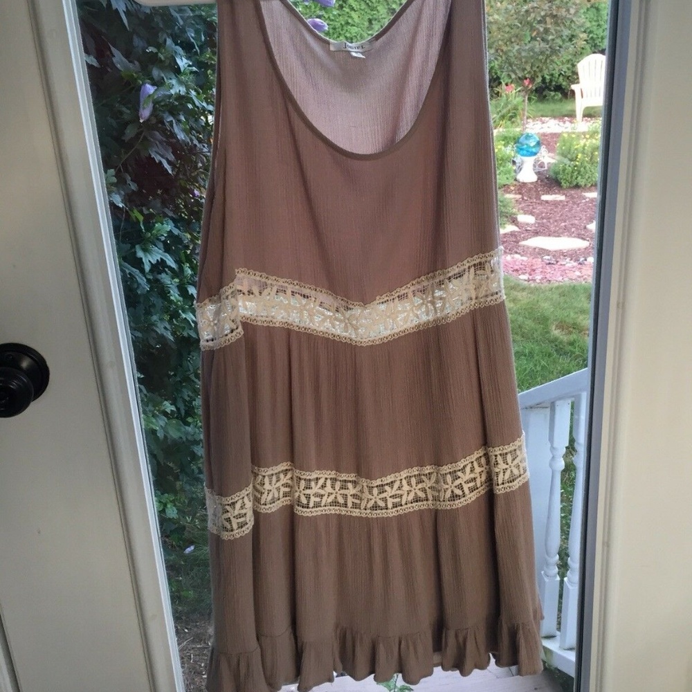 Jodifl Urban Layered Lace Tank Dress - Beige